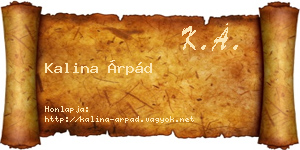 Kalina Árpád névjegykártya