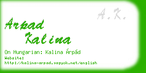 arpad kalina business card